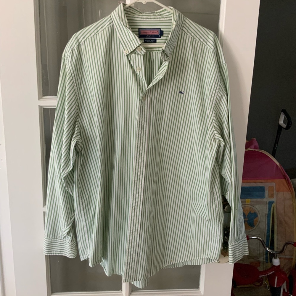 Green Striped Men's Shirt